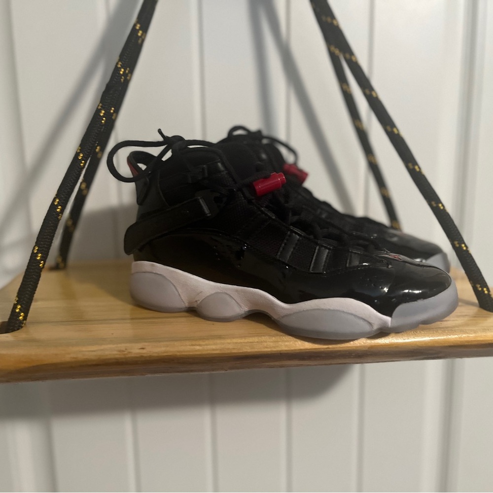 New- Jordan 96,  97 & 98 Ring edition MJ Jordan’s, Kids Black and Red Sneakers.